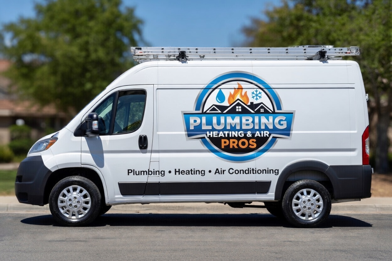 Local plumbing heating and air service van serving Costa Mesa